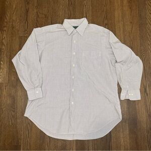 Ralph Lauren Shirt Mens 16.5 White/Brown Striped Long Sleeve Button-Down - 32/33